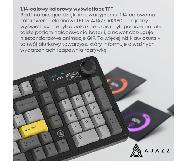 Ajazz AK980 V2 Gift Switch V2 Black Gray Yellow z ekranem - 1536371 - zdjęcie 7